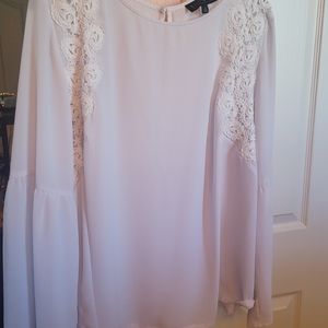 Eloquii White blouse with lace and bell sleeves